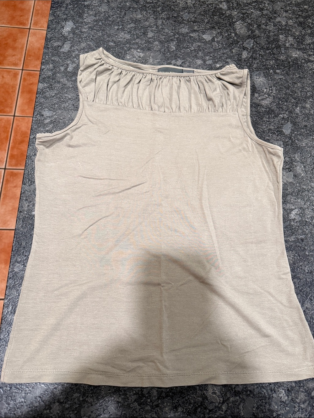 Banana Republic Light Beige Ruched Yoke Tank Top